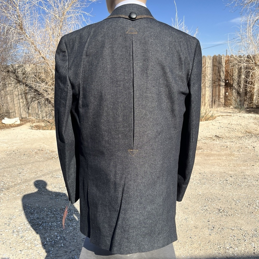 2 Piece denim Suit New With Tags Men (42L) double breast tuxedo cowboy IL CANTO - Picture 5 of 16